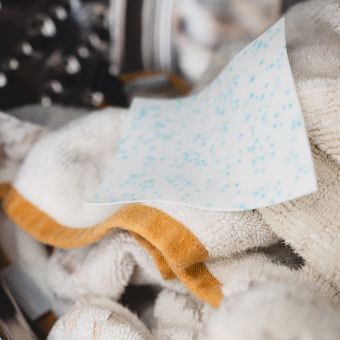 detergent sheet on towels