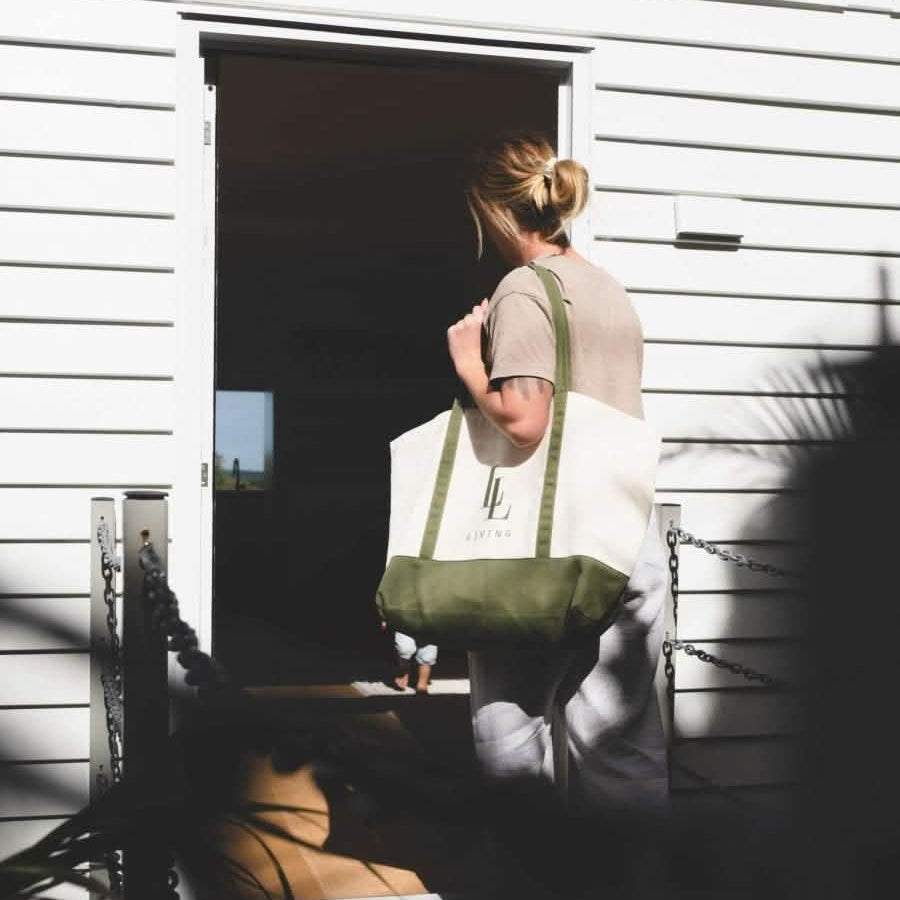 Extra Large Canvas Tote Bag - Living LaundryLBG - NAT - ZIP