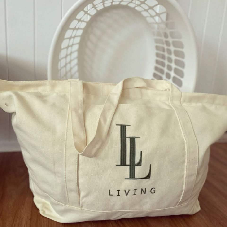 Extra Large Canvas Tote Bag - Living LaundryLBG - NAT - ZIP