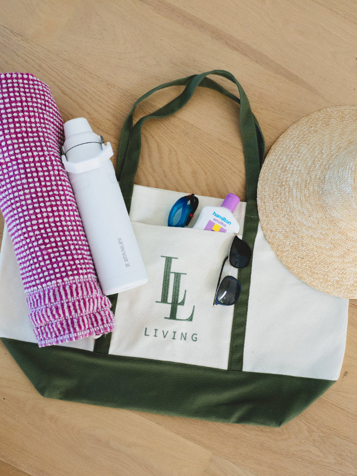 Extra Large Canvas Tote Bag - Living LaundryLBG - GRN - ZIP