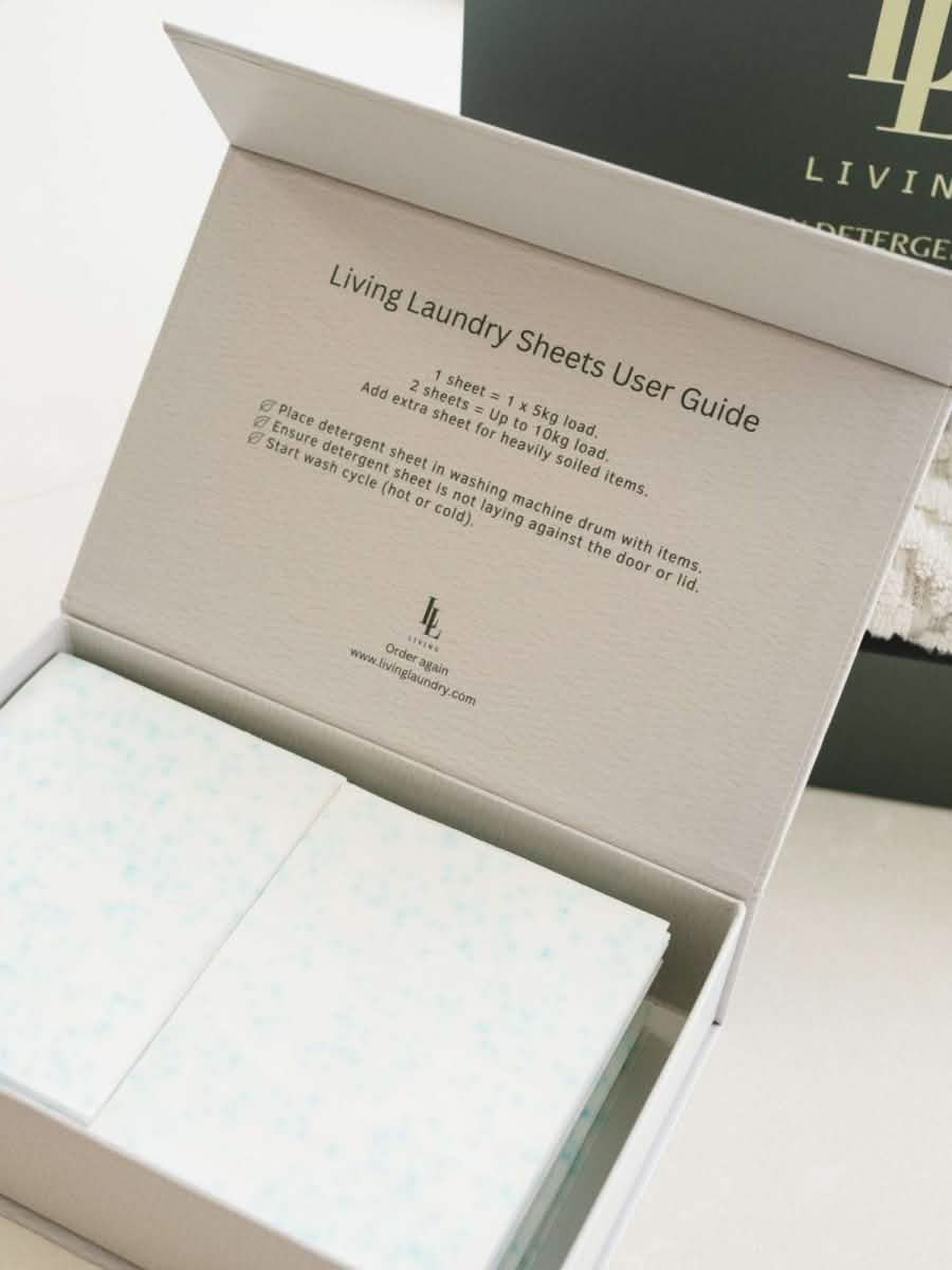 open box of unscented detergent sheets